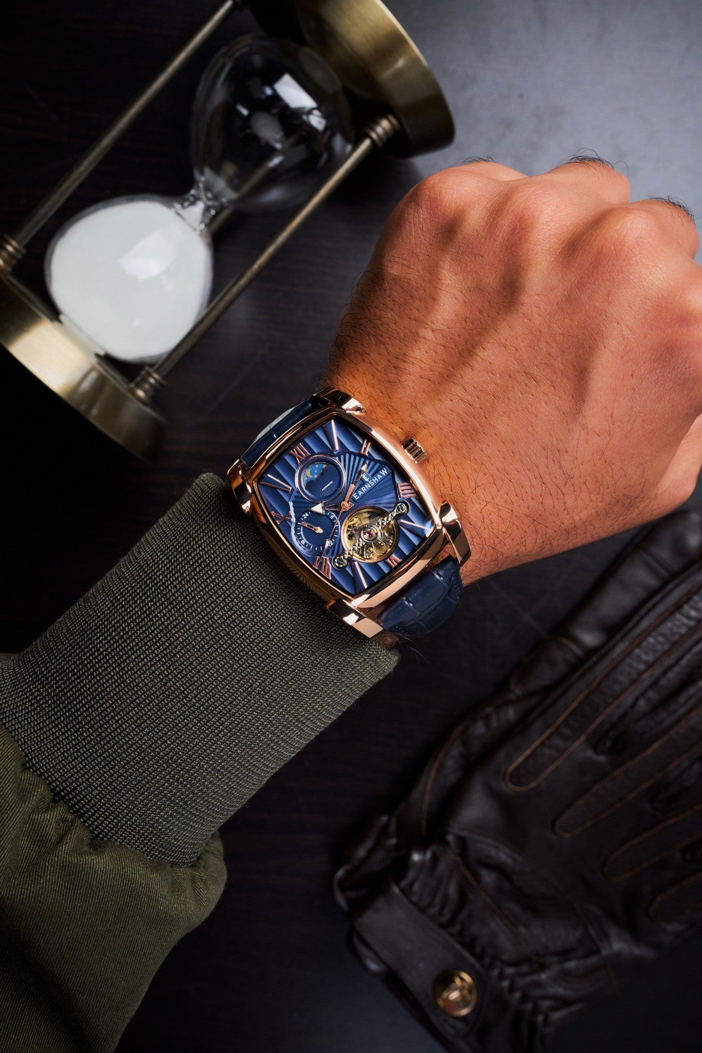 Thomas Earnshaw Men's 37mm Kensington Automatic Rectangle Strap Watch