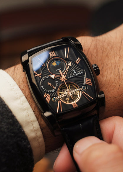 Thomas Earnshaw Men's 37mm Kensington Automatic Rectangle Strap Watch