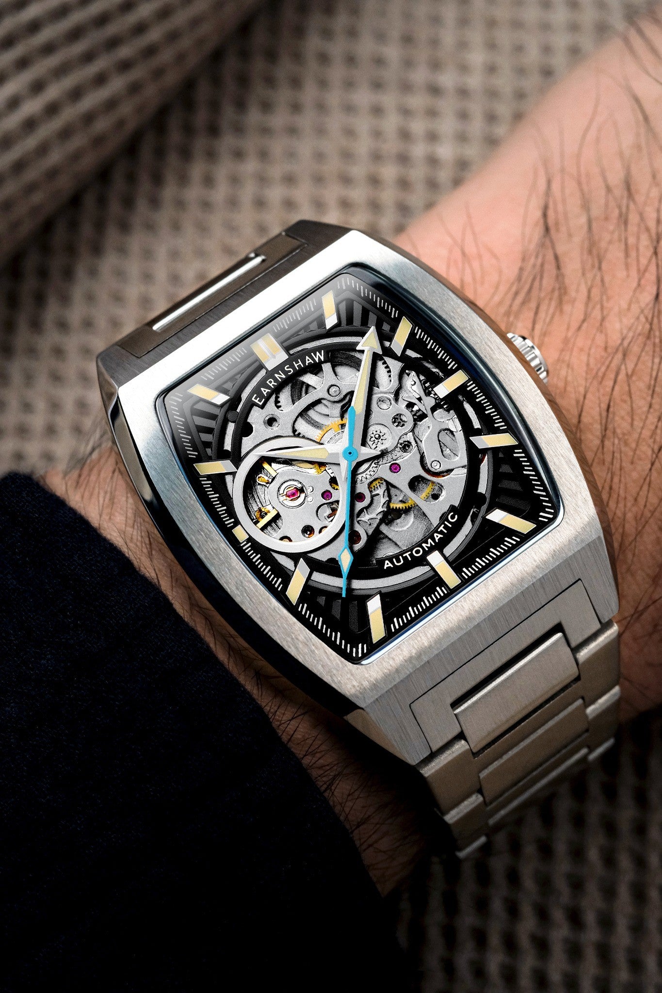 Thomas Earnshaw Men's 40mm Wellington Automatic Skeletonized Tonneau Bracelet Watch