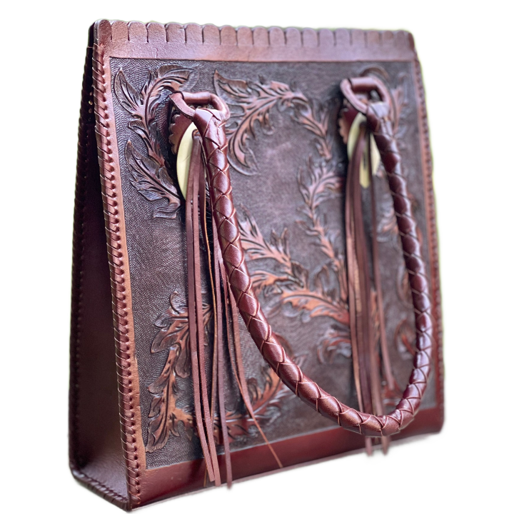ALLE Handbags Correas Spigas Hand-Tooled Leather Hobo Bag