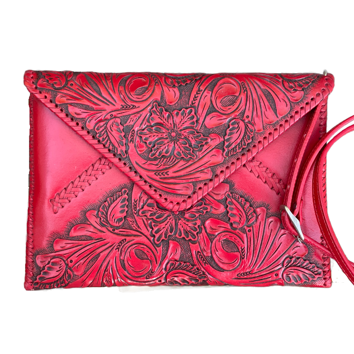 ALLE Handbags Italia Hand-Tooled Leather Crossbody & Clutch Bag