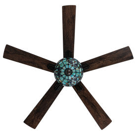 Tiffany-Style Lighting 52" Magna Carta Indoor Glass Oil Rubbed Bronze Celing Fan