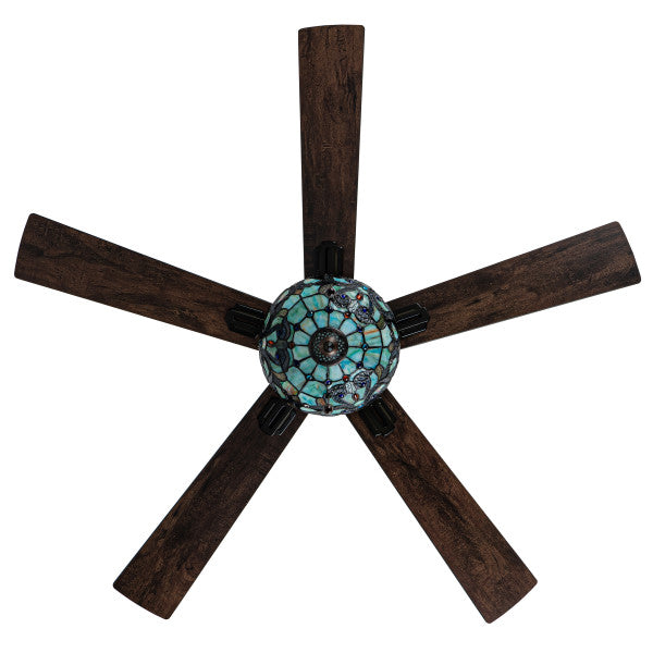 Tiffany-Style Lighting 52" Magna Carta Indoor Glass Oil Rubbed Bronze Celing Fan