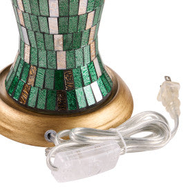 Tiffany-Style Lighting 25" Jeweled Gold Drum Shade Urn Table Lamp