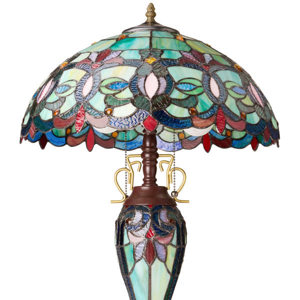 Tiffany-Style Lighting 24.5" Victorian Double Lit Stained Glass Table Lamp