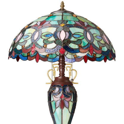 Tiffany-Style Lighting 24.5" Victorian Double Lit Stained Glass Table Lamp