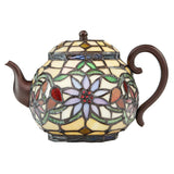 Tiffany-Style Lighting 6.5" Yellow Multi Stained Glass Teapot Accent Lamp
