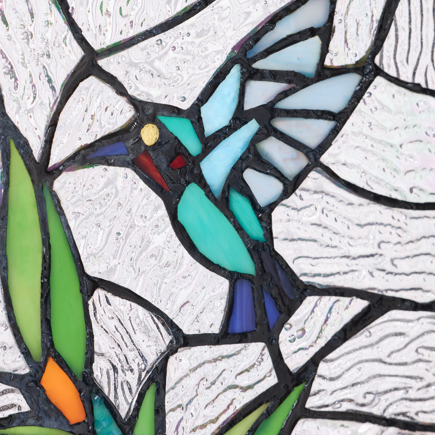 Tiffany-Style Lighting 10" Happy Hummingbird Stained Glass Window Panel