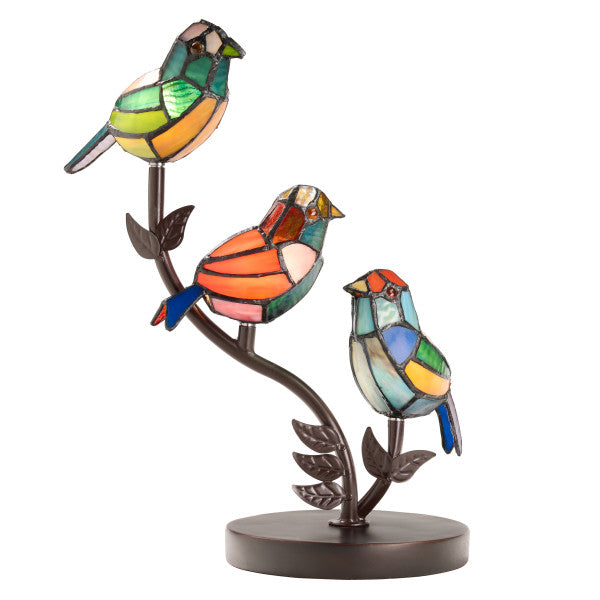 Tiffany-Style Lighting 15"H Stained Glass Bird Novelty Table Lamp
