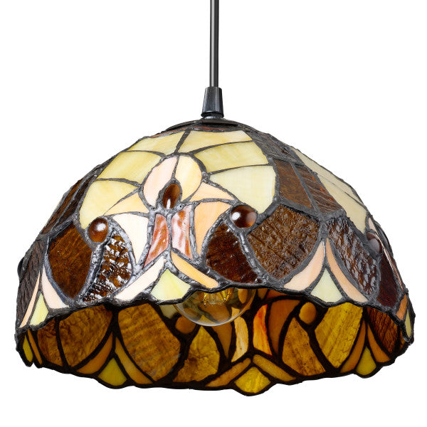Tiffany-Style Lighting Halston Adjustable Height Amber Dome Pendant