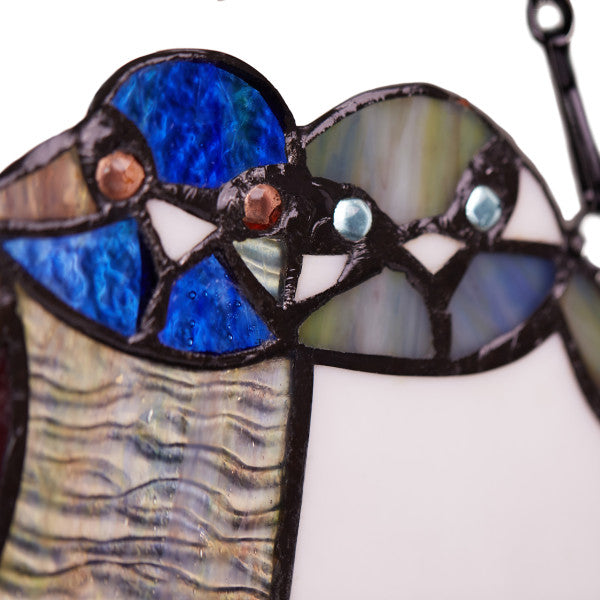 Tiffany-Style Lighting 9.5" Birds in Love Stained Glass Window Panel