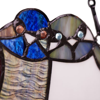 Tiffany-Style Lighting 9.5" Birds in Love Stained Glass Window Panel