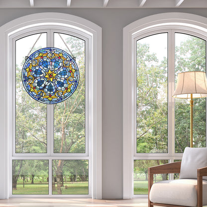 Tiffany-Style Lighting 19.5" Chartres Catherdral Stained Glass Window Panel