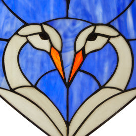 Tiffany-Style Lighting 15.5" Loving Swans Stained Glass Window Panel