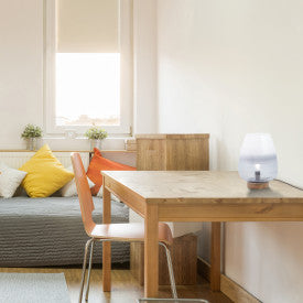 Tiffany-Style Lighting 10.5" Briggs Ombre Globe-Like Accent Lamp with Mango Wood Base