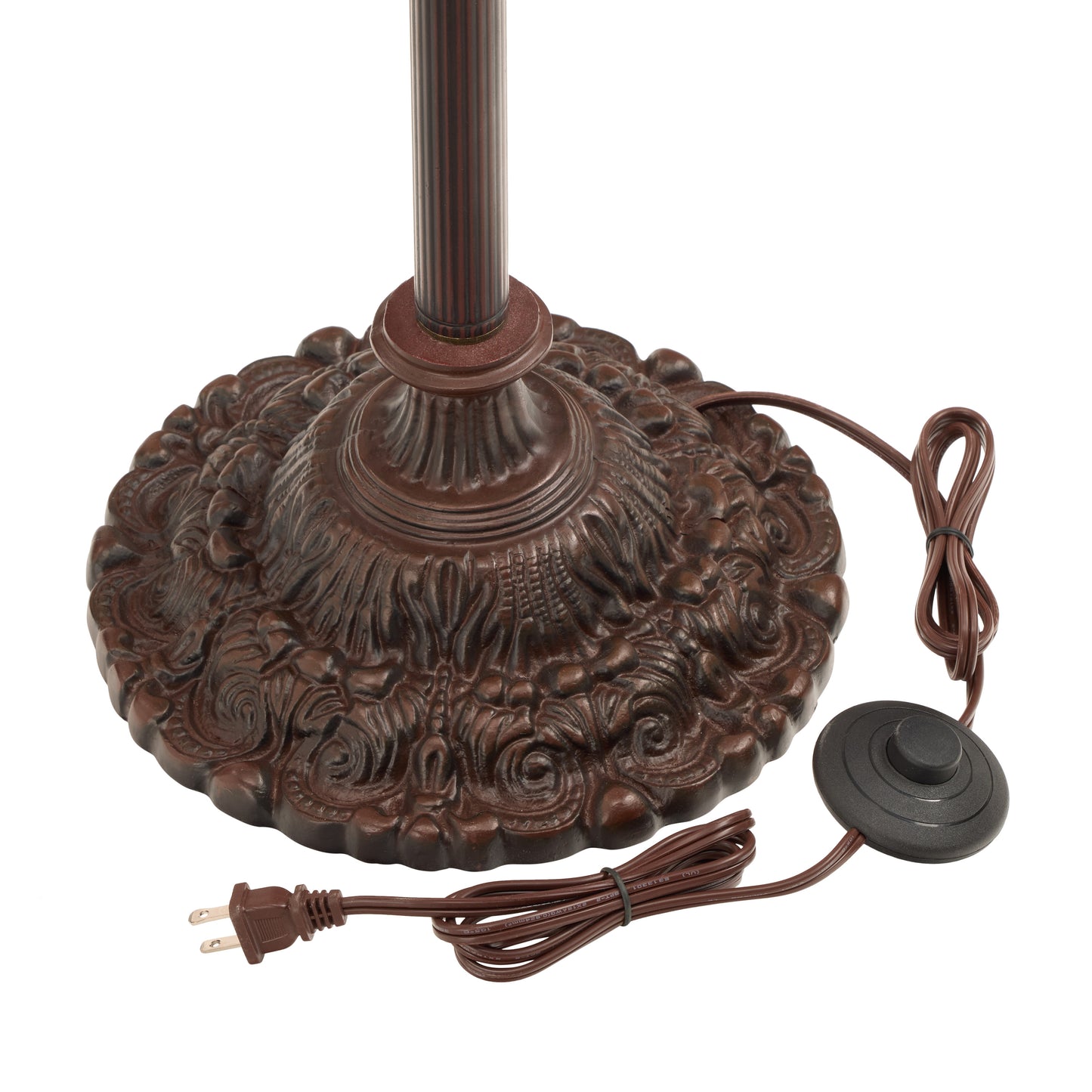 Tiffany-Style Lighting 60" Victoria Brown Candlestick Base with Stained Glass Dome Shade Floor Lamp