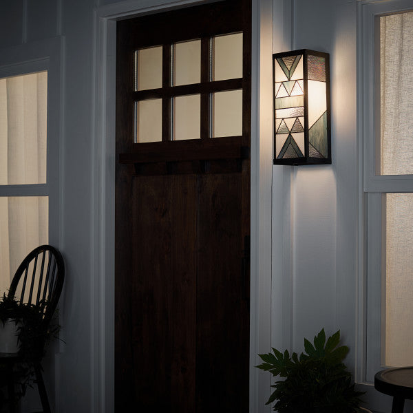 Tiffany-Style Lighting 16.25" 1-Light Rectangular Geometric Stained Glass Outdoor Wall Sconce