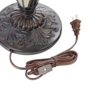 Tiffany-Style Lighting 24.5 Halston Amber Double Lit Stained Glass Urn Table Lamp