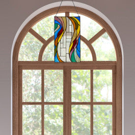 Tiffany-Style Lighting 18" Multicolor Flowing Border Stained Glass Window Panel