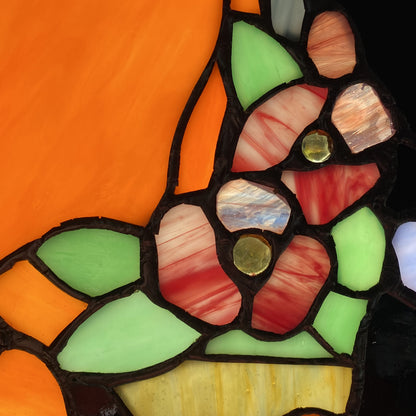 Tiffany-Style Lighting 12.5" Stained Glass Cats in the Garden Window Panel