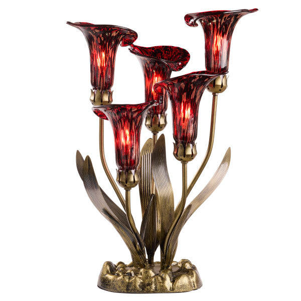 Tiffany-Style Lighting 20" Hand Blown Glass 5 Calla Lily Uplight Accent Lamp