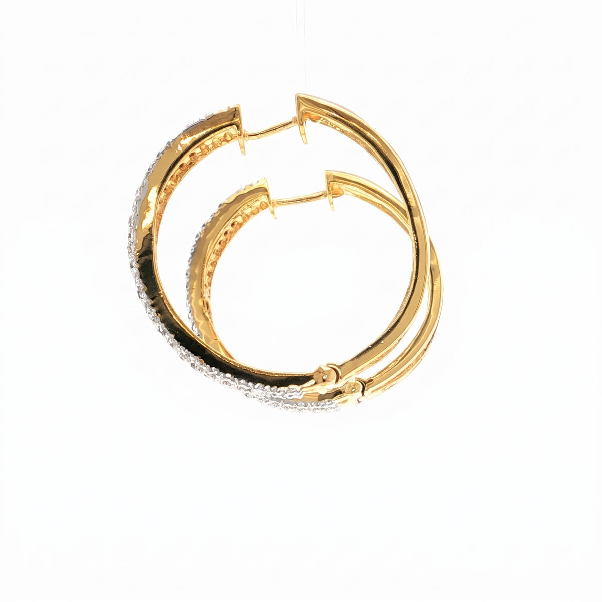 Gold Plated 1.00ctw Diamond Tapered Hoop Earrings