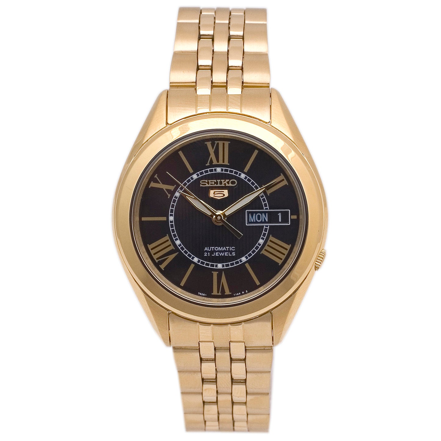 Seiko Men's Series 5 Vintage 38mm Automatic Black Dial Bracelet Watch