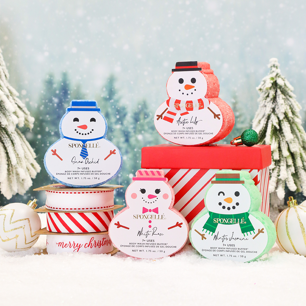 Spongellé Holiday Snowman Assorted Body Wash Infused Buffer Pack