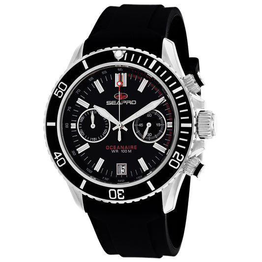 Seapro Men's 45mm Thrash Quartz Chronograph Date Silicone Strap Watch
