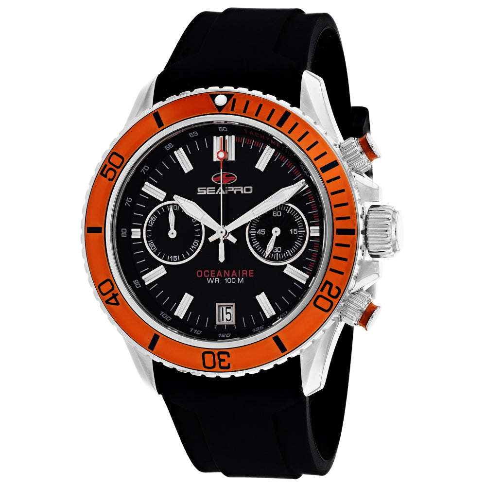Seapro Men's 45mm Thrash Quartz Chronograph Date Silicone Strap Watch