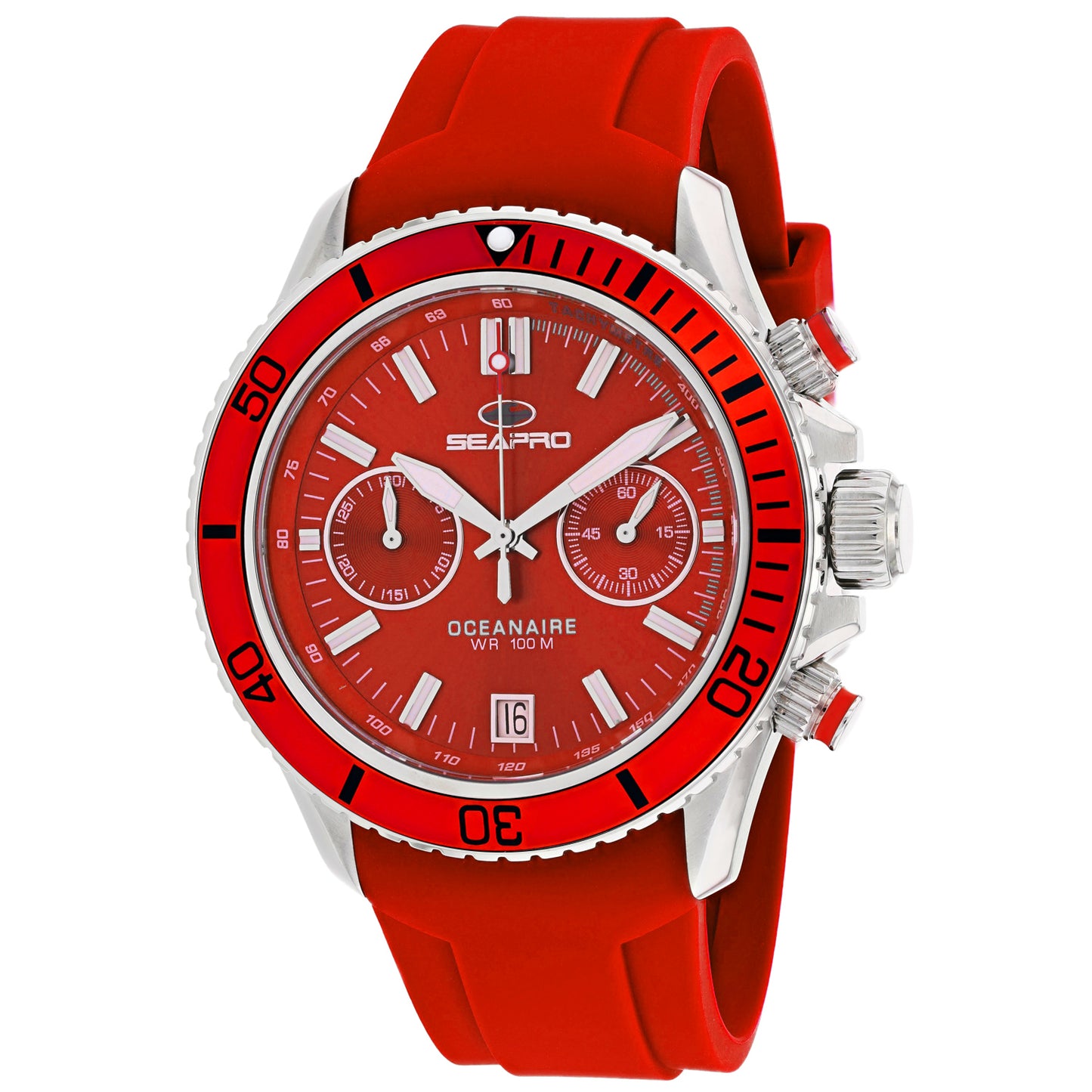 Seapro Men's 45mm Thrash Quartz Chronograph Date Silicone Strap Watch