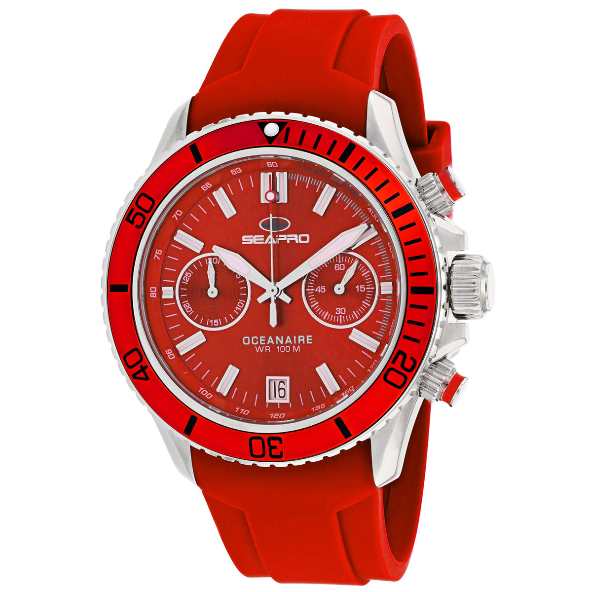 Seapro Men's 45mm Thrash Quartz Chronograph Date Silicone Strap Watch