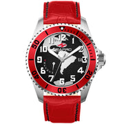 Seapro Men's 42mm Voyager Quartz Date Globe Dial Leather Strap Watch