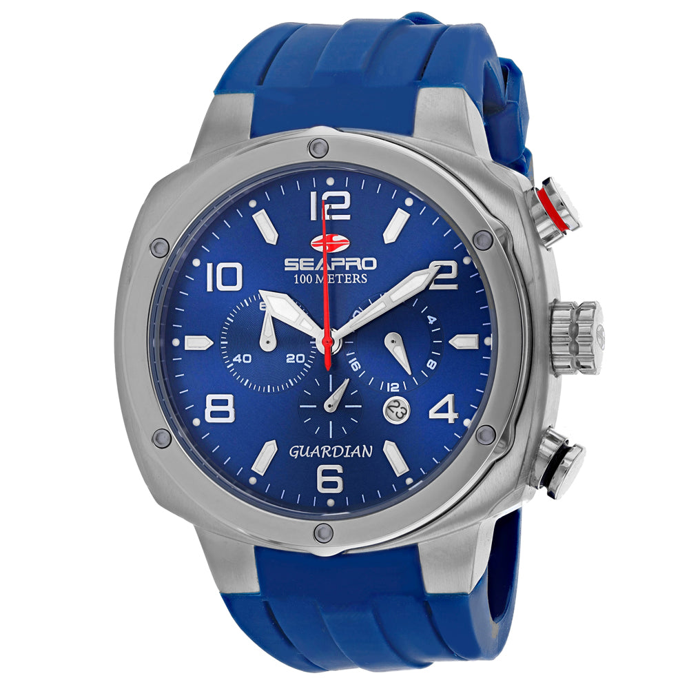 Seapro Men's 44mm Guardian Quartz Multi-Function Silicone Strap Watch