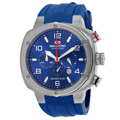 Seapro Men's 44mm Guardian Quartz Multi-Function Silicone Strap Watch