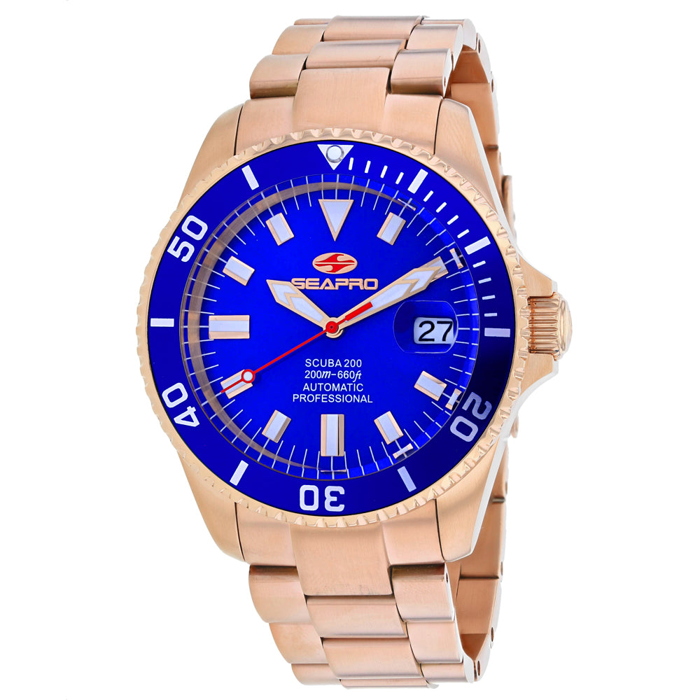 Seapro Men's 44mm Scuba 200 Automatic Date Rosetone Bracelet Watch