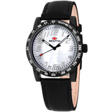 Seapro Women's 38mm Bold Quartz MOP Dial Leather Strap Watch