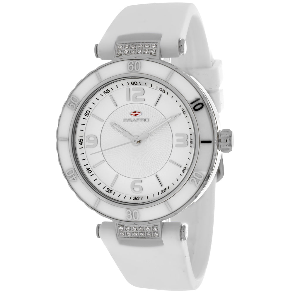Seapro Women's 37mm Seductive Quartz Crystal Accented Silicone Strap Watch