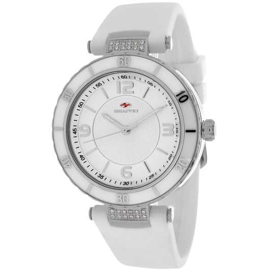 Seapro Women's 37mm Seductive Quartz Crystal Accented Silicone Strap Watch