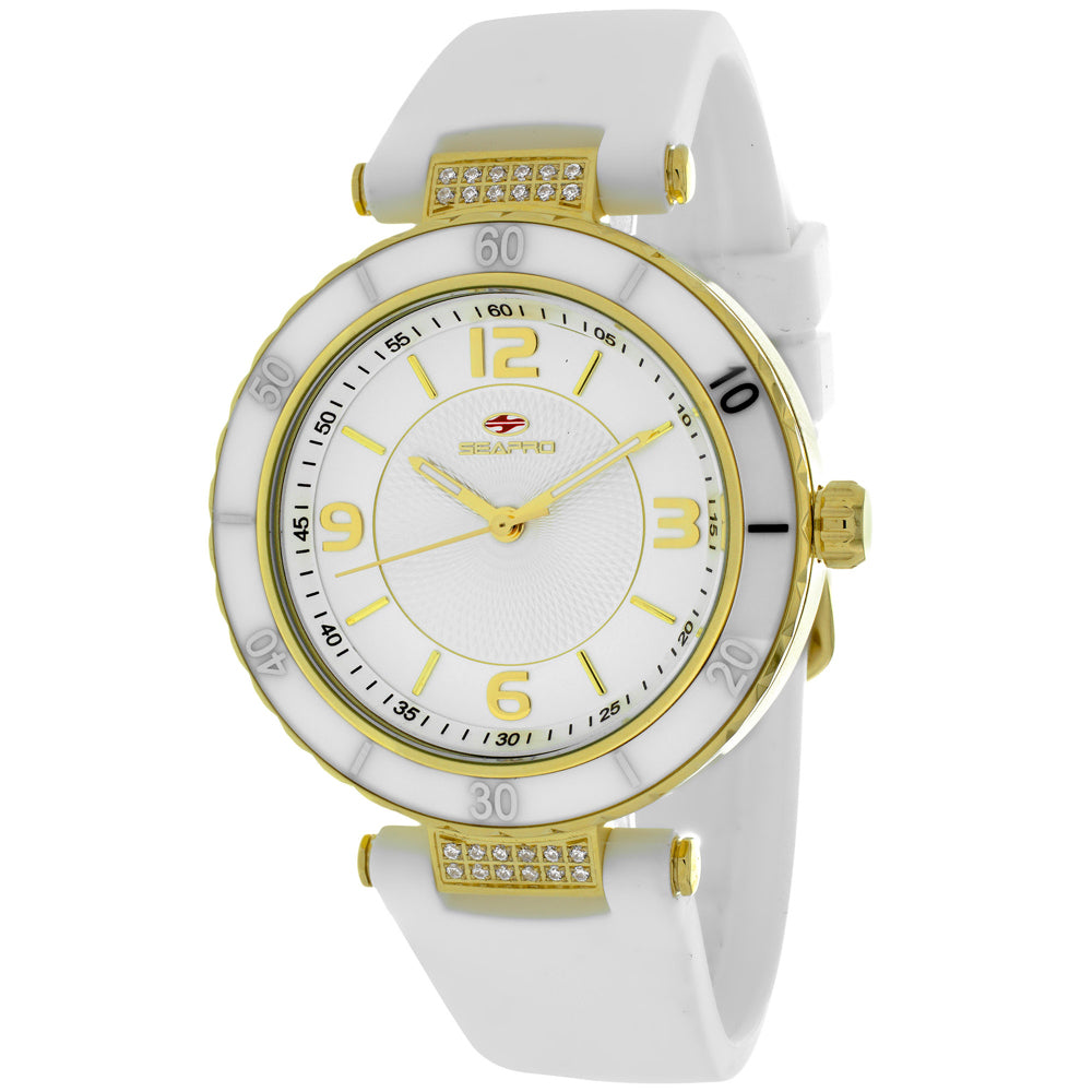 Seapro Women's 37mm Seductive Quartz Crystal Accented Silicone Strap Watch