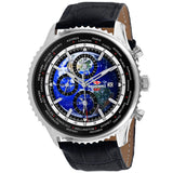 Seapro Men's 47mm Meridian Quartz GMT Alarm Leather Strap Watch