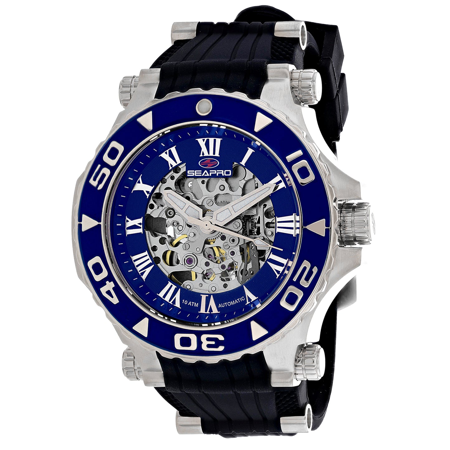 Seapro Men's 50mm Seaway Automatic Skeletonized Dial Rubber Strap Watch