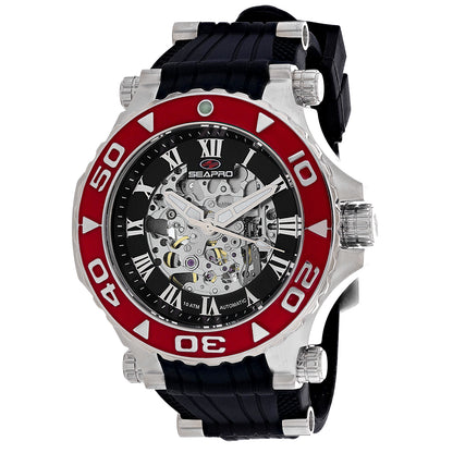 Seapro Men's 50mm Seaway Automatic Skeletonized Dial Rubber Strap Watch