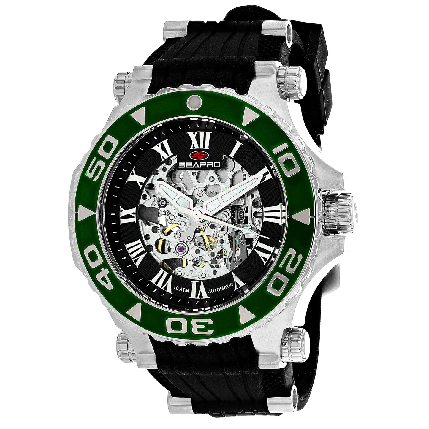 Seapro Men's 50mm Seaway Automatic Skeletonized Dial Rubber Strap Watch