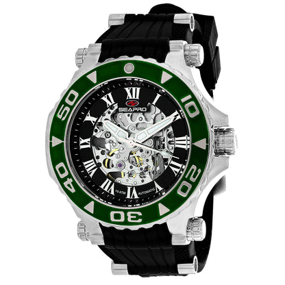 Seapro Men's 50mm Seaway Automatic Skeletonized Dial Rubber Strap Watch