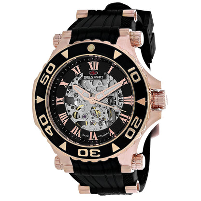 Seapro Men's 50mm Seaway Automatic Skeletonized Dial Rubber Strap Watch