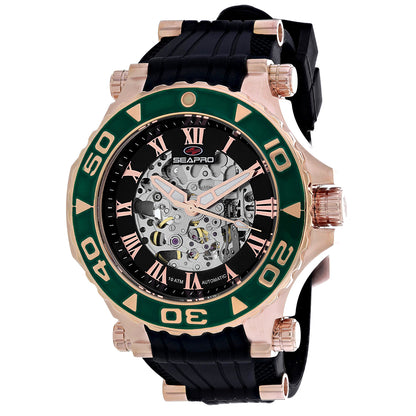 Seapro Men's 50mm Seaway Automatic Skeletonized Dial Rubber Strap Watch