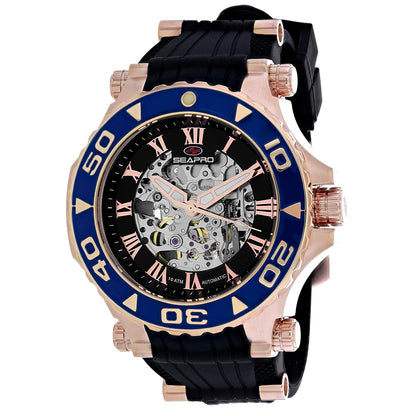 Seapro Men's 50mm Seaway Automatic Skeletonized Dial Rubber Strap Watch