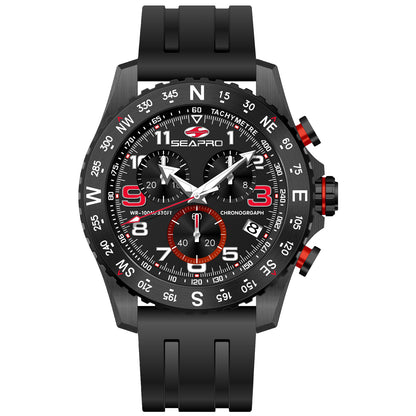 Seapro Men's 44mm Gallantry Quartz Chronograph Rubber Strap Watch