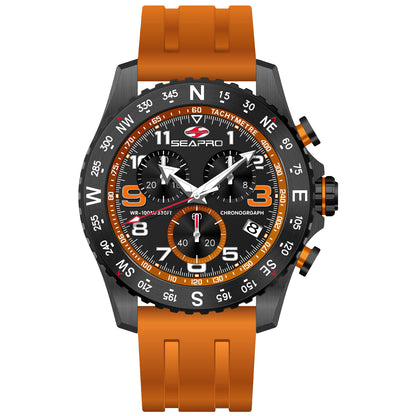 Seapro Men's 44mm Gallantry Quartz Chronograph Rubber Strap Watch